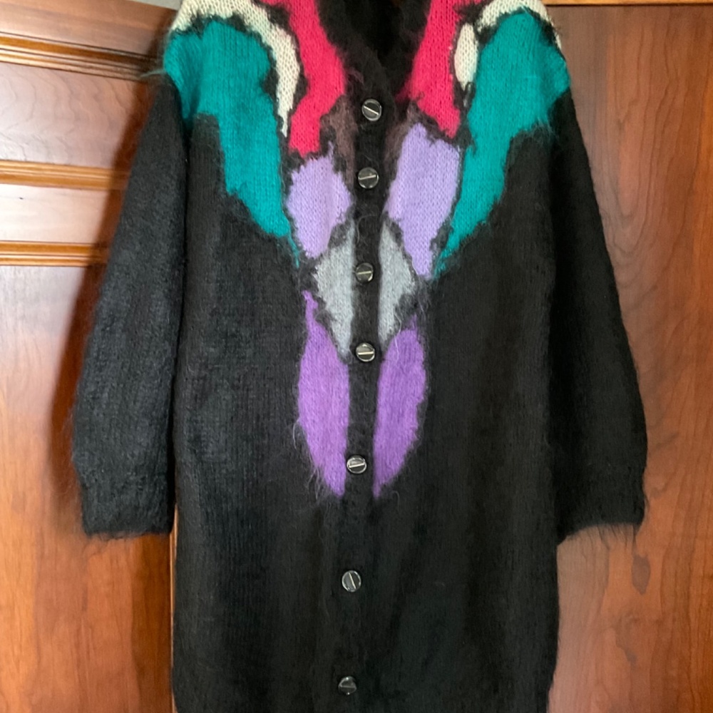 Oversized Mohair Hand Knit Cardigan, Size L - Picture 3 of 10